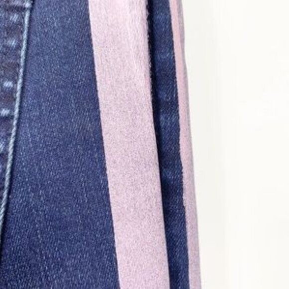 KUT from the Kloth Blue W/ Pink Stripe Raw Hem Ankle Skinny Jeans Size 6 - Picture 9 of 16